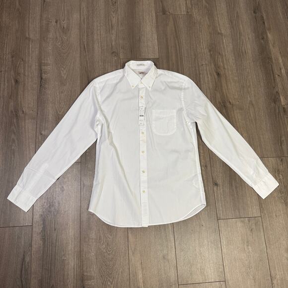J.Crew Classic Secret Wash Cotton Poplin Shirt Mens M White Button Down BW443 LS - Picture 3 of 9